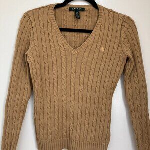 Ralph Lauren | Cable Knit V-Neck Sweater.